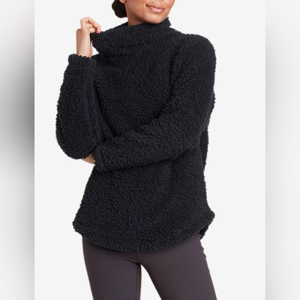 NWT Eddie Bauer Campfire Plush Pullover Shirttail Funnel Neck in storm